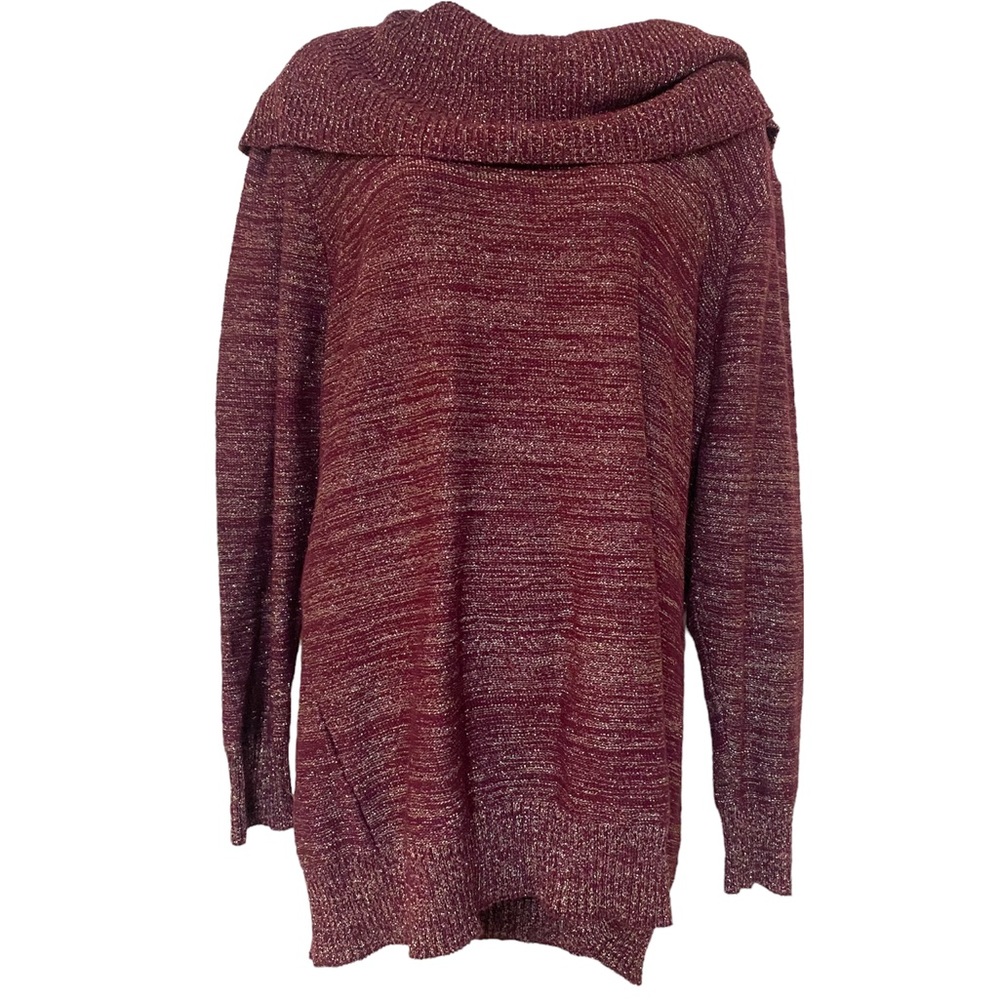 Reba Woman Shimmer Cowl Neck Sweater 3X